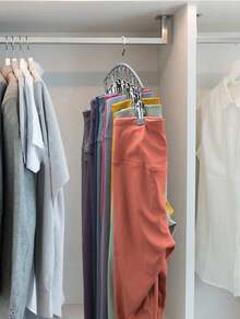 2pcs/1pc Stainless Steel Seamless Anti-Slip Clothes Drying Rack, Multi-Functional Baby Clothes Rack, Multi-Clip And Space-Saving Sock And Underwear Clip, Rotating Clothes Rack, Space-Saving Curved Clothes Rack, Wardrobe Organizing Rack, 10 Clips, Clothing Store Pants And Sock Clothes Rack, An Excellent Wardrobe Storage Tool - Multicolor - View 4