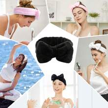 3/2/1 Băng đô nơ, Băng đô trang điểm, Băng đô san hô mềm, Thích hợp để rửa mặt, Spa, Yoga, Làm đẹp, Chăm sóc da mặt, Trang điểm (Đen, Trắng, Hồng) Phụ kiện tóc cho ngày tựu trường - Nhiều màu - Xem 4