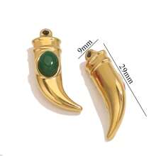 1 Pc 304 Stainless Steel Chili Sickle Shaped Pendant Inlaid With Natural Stone 18k Gold-Plated Pendant For Women To Wear Accessories DIY Pendant