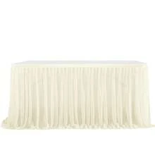 1pc Polyester Table Skirt, Suitable For Rectangular Tables, Wrinkle Resistant & Easy To Clean Ruffled Table Cloth, Ideal For Birthday Cake Tables, Banquets, Weddings, Bridal Showers And Various Party Celebrations - Multicolor - View 15
