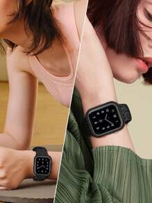3 in 1 Mode Neue Silikon Leopard Muster Armband, Bildschirmschutzfolie und Schutzglas Hülle kompatibel mit 38mm 40mm 41mm 45mm 44mm 42mm 46mm 49mm, kompatibel mit Ultra Serie Ultra 10 9 8 7 6 5 4 3 2 1 SE, komfortables & atmungsaktives Armband, kratzfest, wasserdicht, stoßfeste Uhren Schutzhülle für Frauen und Männer
