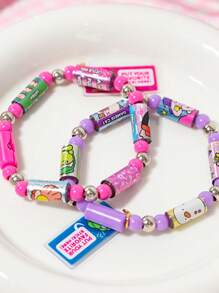 26pcs Beaded Bracelet Sticker DIY Craft Kits, Happy Channel Series, Suitable For Gifts, Office, Home, Labeling, Tags, Classroom, Entertainment Toys, Student Scrapbooking, Creative Vintage Decoration Stickers,School Supplies,Back To School