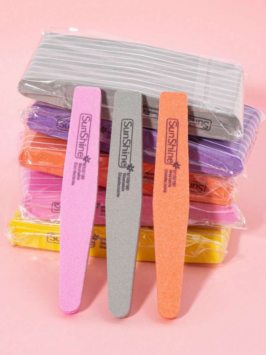 3/5/10/20 件海绵 100/180 号指甲锉和抛光套装,双面砂纸板可水洗抛光块,适用于天然指甲和水晶指甲,专业美甲工具 - 彩色 - 查看 1