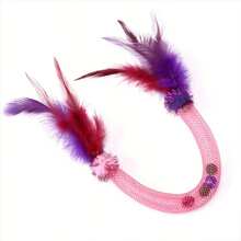 New Elastic Mesh Cat Toy With Cat Ball, Feather, Bell - Chewable & Interactive Pet Toy