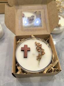 Velas de cera de soja natural con forma de cruz y de madera, aptas para uso en interiores y exteriores, excelentes para fiestas al aire libre, campamentos, ceremonias de oración, decoración de habitaciones
