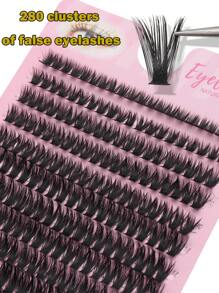 Fengxiu 280 Clusters 60D Lash Extension D Curl Cluster Lashes 8-16mm Eyelash Clusters Individual Lashes Natural Look Fluffy Lash Extensions Wispy Eyelashes Extensions DIY At Home