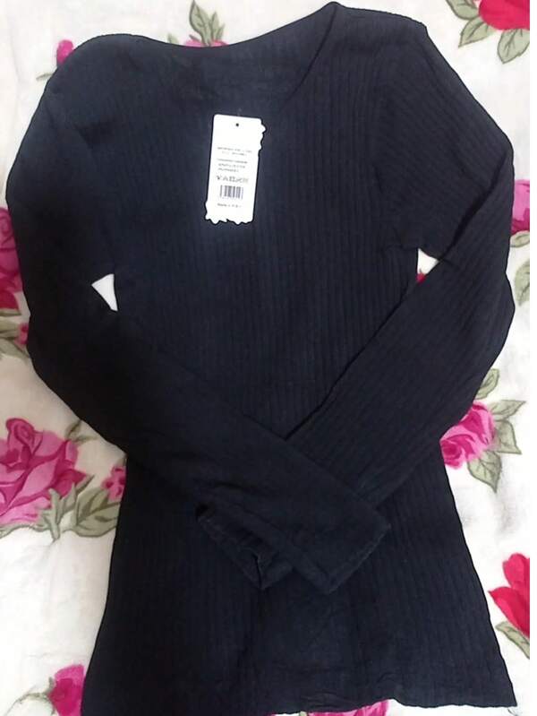 Blusa Térmica Feminina Canelada, com Forro Interno, Manga Longa Preto