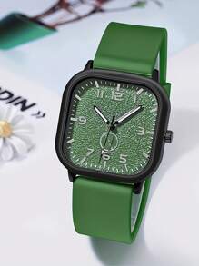 1 pieza Reloj de mujer de esfera cuadrada elegante y con estilo, con caja de acero inoxidable, correa de material TPU, esfera de cuarzo, acero inoxidable, apropiado para uso diario, temporada de graduación, regalo de cumpleaños