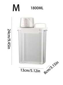 1pc Laundry Powder Container, Airtight Laundry Detergent Storage Box With Measuring Cup And Handle, Clear Plastic Laundry Powder Dispenser For Storing Detergent, Powder, Laundry Pods