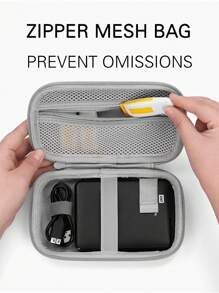 1 pièce Boîte de rangement numérique antichoc personnalisable avec motif de nom et de lettre en EVA, étui protecteur de disque dur en PU, gaine anti-chute pour disque dur portable 2,5 pouces, porte-câble de données avec sangle élastique, sac multifonction pour accessoires numériques pour entreprise et étudiant