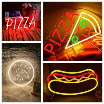 Neonskyltar för pizzabutiker, korvkiosk, inklusive LED-neonbelysning för restauranger, kaféer, barer och kommersiella butiker, samt reklamskärmar för pizza, kök, sovrum, rum, hemfester, presenter och väggdekorationer.