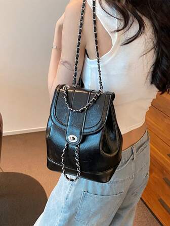 Women Mini Backpack, Cute & Compact, Chain Shoulder Bag, Suitable For Backpack Or Crossbody Wear, Ideal For Various Occasions, Back To School Essential