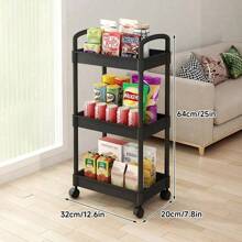 1pc 4-Layer/3 Layer Practical Plastic Trolley With Swivel Wheels, Storage, Shelving, Kitchen Organization, With Handle, Multi-Functional Movable Storage Cart, Applicable For Office, Living Room, Kitchen, Bathroom, Snack And Toy Organizer, Movable Storage Rack With Wheels, Ideal For Home And Office Organization, Simple, Spring Break, Opulessaboho Vibes, Premium Style, Mother's Day, Spring, Spring Decor, Boho