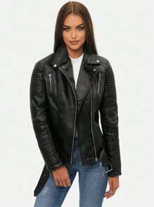 Chaqueta lisa para mujer, con cierre de cremallera y manga larga, de moda para el verano
