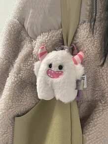 1 pieza (11cm/4,33in) Llavero con imagen de monstruo de nieve blanco y verde suave, lindo e interesante. Accesorio de cartón para mochila, bolso, maletín de estudiante, oficina, pareja, amigo, hermano, novia, hermana, madre, niña. Regalo sorpresa pequeño y exquisito para cumpleaños, festividades, aniversario, coche