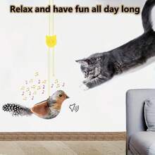 Pet Sound Toy, Realistic Small Bird Cat Toy, Animal Print Fabric, Sound-Activated No Batteries Required, Scratch & Bite Resistant, Suitable For Cat Playing