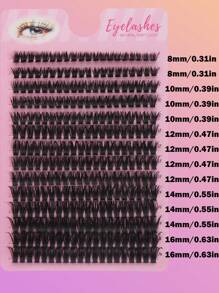 Fengxiu 280 Clusters 60D Lash Extension D Curl Cluster Lashes 8-16mm Eyelash Clusters Individual Lashes Natural Look Fluffy Lash Extensions Wispy Eyelashes Extensions DIY At Home