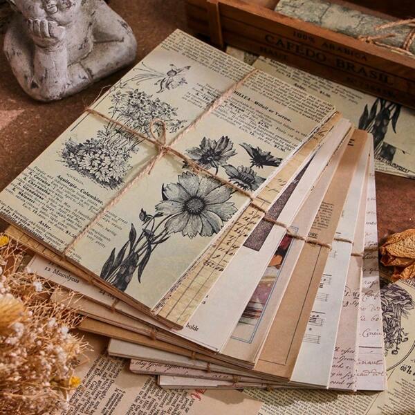30 pezzi Carta vintage per scrapbooking, materiale per scrapbooking e journaling, kit di forniture estetiche decorative per planner, bullet journal, junk journal e artigianato vintage, adatto per il ritorno a scuola