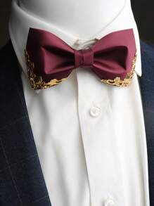 1 pièce Nœud papillon bordeaux et noir, convient pour les affaires, les fêtes, l'accueil, la rue décontractée, les hommes élégants