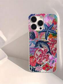 Funda para teléfono (1 unidad) Diseño de playa con estrellas de mar y delfines. Resistente al agua, a las huellas dactilares y a los arañazos. Transparente, brillante y suave. - Multicolor 3 - Ver 4