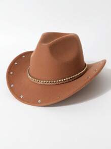 زعانف زائفة من الصوف، قبعة غربية نسائية مرصعة بالمسامير، مناسبة لمهرجانات الموسيقى والأحداث الغربية المستوحاة من الكاوبوي والحفلات الرجعية والتنكرية وحفلات العيد الميلاد والأداءات المسرحية والاستخدام اليومي