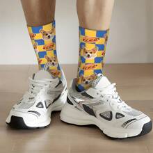 1 Pair 2025 New Hot Dog Pet Custom Socks, Couple Custom Socks, Fun Crewneck Custom Socks As A Gift For Men, Sports Socks, Men's Gift Custom Valentine's Day Birthday Gift
