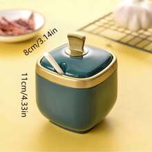 Condiment Jar With Lid And Spoon Spice Container, Clear, Green, White, Condiment Jar Seasoning Jar Salt Container Sugar Jar, Kitchen, Counter, Food Storage, 1 Tray +4 Jars, 1 Tray +3 Jars, Thanksgiving Day Gift, Harvest Festival, Family Dinner