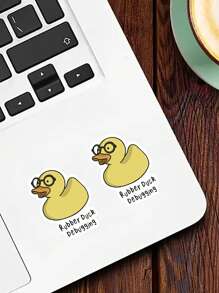 1/3pcs "Rubber Duck Debugging" Humorous Sticker, A Cartoon Rubber Duck With Glasses Is The Best Gift For Programmers, Suitable For Laptop, Water Bottle, Journal, Skins, Guitars, Helmets, Office Supplies, School, Skateboards, Luggage, And Other Funny Decal