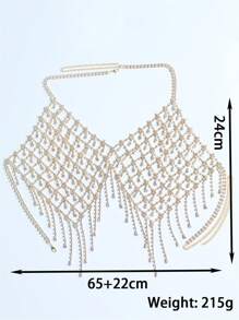 Corrente Corporal com Franjas em Malha de Strass Colorido