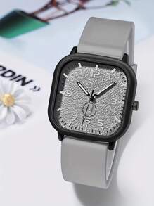 1 pieza Reloj de mujer de esfera cuadrada elegante y con estilo, con caja de acero inoxidable, correa de material TPU, esfera de cuarzo, acero inoxidable, apropiado para uso diario, temporada de graduación, regalo de cumpleaños