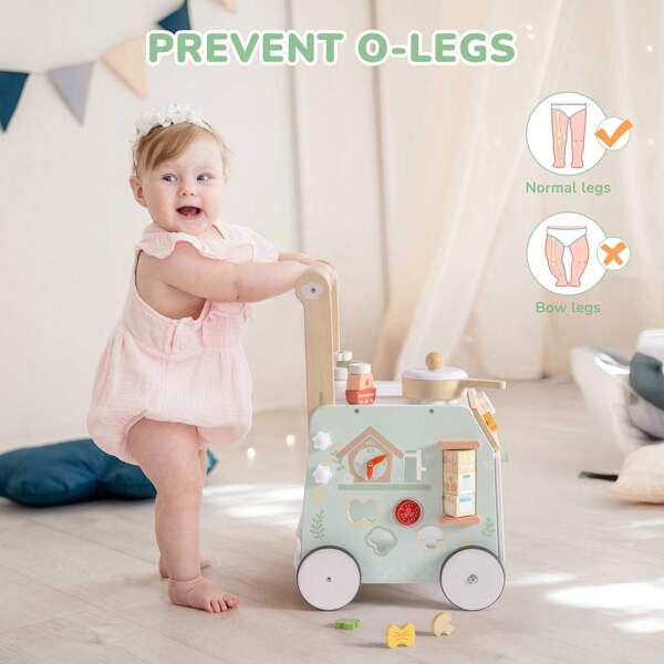 Robotime Andador de madera Robud, juguete para bebés, andador de altura ajustable con desaceleración, juguete Montessori para niños pequeños
