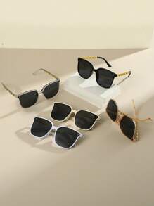 1 Pair Vintage Chain Decor Women's Fashion Fashion Glasses,Suitable For Daily Life And Outdoor Travel For Summer Beach Vacation,Outdoor,Travel