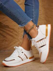 Large Size European And American Style Sports Casual Thick Sole Lace-Up Sneakers, New Arrival Summer Women's Sports Shoes