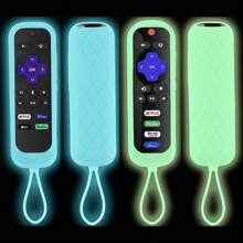 1pc Silicone Material Luminous Remote Control Protective Cover, Suitable For Roku280TV Remote Control, Dirt-Resistant, Drop-Proof, Non-Slip, Dust-Proof Silicone Protective Cover