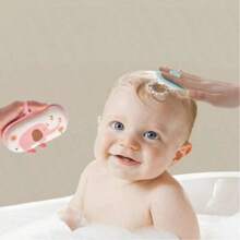 2pcs/Set Teens Bath & Shampoo Brush Set - Soft Silicone, Gentle Scalp Massage, Easy Clean Hair Comb, Cartoon Elephant Washcloth, Soft Lathering Scrubber, Body Hair Cleaning Sponge, Bathing Supplies, Suitable For Teens
