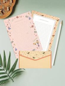 6 piezas de papel de papelería + 3 piezas de sobres, set de papelería, set de papelería creativa, fresca y minimalista, sobres florales exquisitos, papel de forro con estampado floral dulce, adecuado para invitaciones, regalos, saludos festivos, múltiples estilos, esencial para volver a la escuela - Multicolor - Ver 6