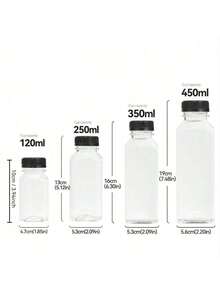 5 个带盖塑料果汁瓶，8 盎司 12 盎司（250 毫升、350 毫升），冰箱用带盖果汁容器，可重复使用的榨汁瓶，冰沙瓶，空塑料果汁瓶，带盖饮料容器，空牛奶瓶塑料冰沙饮料瓶 - 無色 - 查看 7
