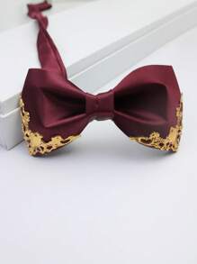 1 pièce Nœud papillon bordeaux et noir, convient pour les affaires, les fêtes, l'accueil, la rue décontractée, les hommes élégants