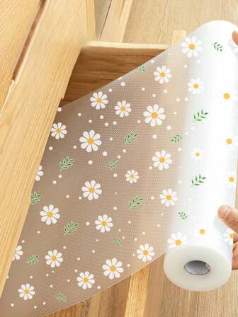 1 Roll Flower Shelf Liner For Kitchen Cabinets,Non-Adhesive Drawer Liner,Non-Slip Refrigerator Liner,EVA Waterproof Fridge Pad Cupboard Mat Easy Placemats,Protect Your Home From Dust,Keep Your Drawers,Tables Clean,Gift For Mom And Wife