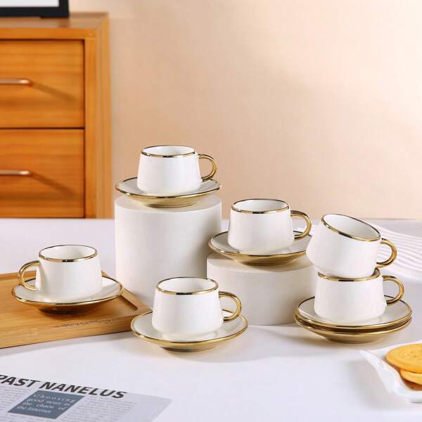 90ml/3.16oz koffiekopje en schotelset, geschikt voor het drinken van espresso of Turkse koffie