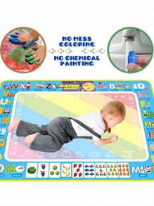Water Doodle Mat Kids Toys 95*75cm, Large Aqua Magic Doodle Water Mat With 2 Doodle Pens And 8 Drawing Templates, Reusable Water Drawing Mat For 3-6 Years Old Boys&Girls