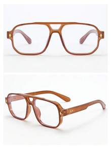 1 Stück Herrenbrille mit ovalem Doppelstegrahmen, schlichte, modische Brille ohne Sehstärke (geeignet zum Fernsehen, für die Nutzung von Handyn, für Büroarbeiten und andere alltägliche Zwecke)