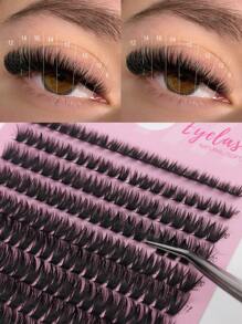 Fengxiu 280 Clusters 60D Lash Extension D Curl Cluster Lashes 8-16mm Eyelash Clusters Individual Lashes Natural Look Fluffy Lash Extensions Wispy Eyelashes Extensions DIY At Home