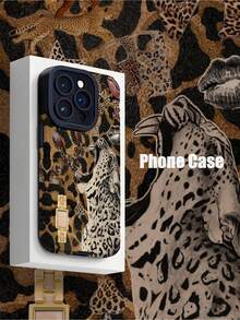 Funda para phone (1 unidad) con estampado de guepardo, leopardo vintage y estrellas, rayas verticales, de piel sintética suave y protectora, compatible con phone y S16/S16 Plus/S16 Pro/S16 Pro Max. - Multicolor 2 - Ver 2