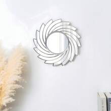 1/2 pezzi Specchio da parete rotondo stile bohémien da 25 cm, con superficie riflettente poligonale - perfetto per la decorazione della camera da letto e del soggiorno, senza alimentazione elettrica