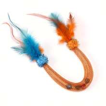 New Elastic Mesh Cat Toy With Cat Ball, Feather, Bell - Chewable & Interactive Pet Toy