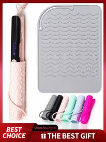 2 Piezas Almohadilla para plancha de cabello,Almohadilla aislante al calor para rizador - Alfombrilla resistente al calor de silicona para herramientas del cabello - Soporte y almohadilla de almacenamiento para rizador - Alfombrilla resistente al calor a prueba de maquillaje para tocador - Alfombrilla duradera resistente al calor para encimera - Alfombrilla de protección contra el calor para planchas y rizadores de cabello - Organizador de herramientas para el cabello para el tocador - Alfombrilla de silicona para herramientas calientes