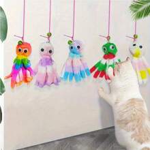 Plush Octopus Cat Toy With Elastic Rope And Bell, Chew Toy With Detachable Parts, Suitable For Cats To Play And Relieve Boredom