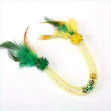 New Elastic Mesh Cat Toy With Cat Ball, Feather, Bell - Chewable & Interactive Pet Toy