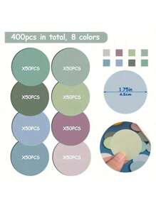 400pcs Morandi Color Round Transparent Memo Pads - Light Green, Blue, Purple And Pink, Suitable For Office, School And Stationery Items